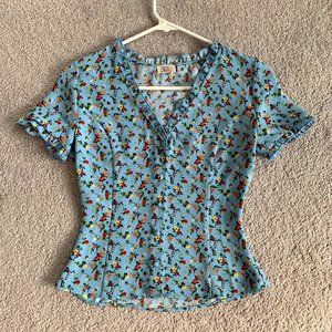 Little Moon Blue Floral Acacia Blouse